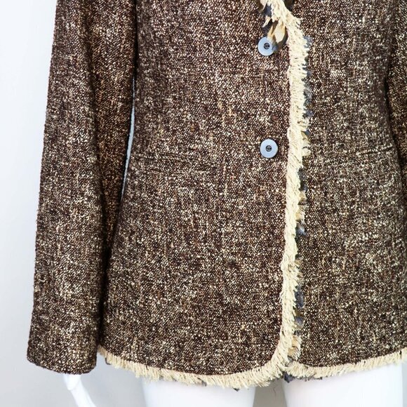 Doncaster Brown Boucle Tweed Career Blazer Jacket - Picture 3 of 6